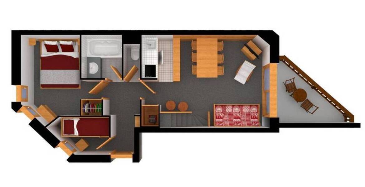 The apartment is a duplex apartment located in Courchevel 