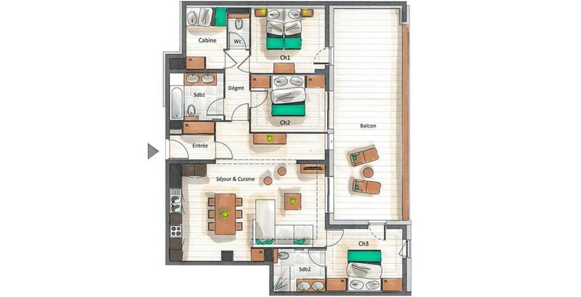 Apartment for rent in Courchevel 1650 Moriond 135 sqm