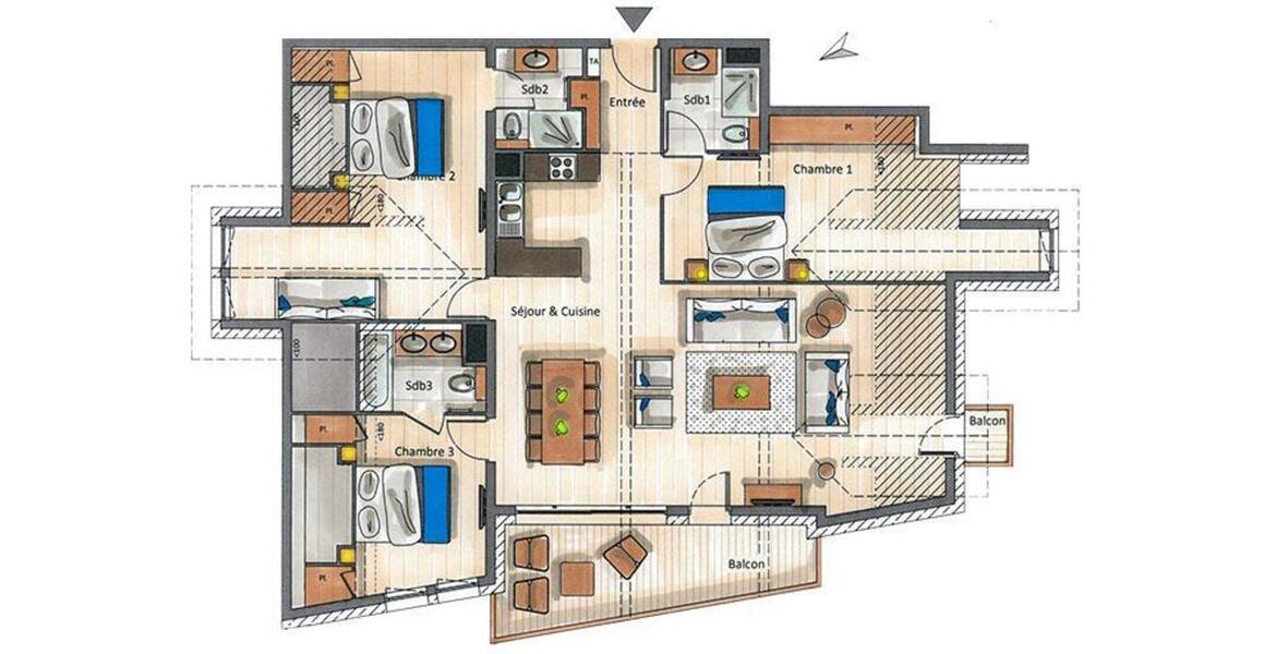 This magnificent penthouse has 3 bedrooms Courchevel