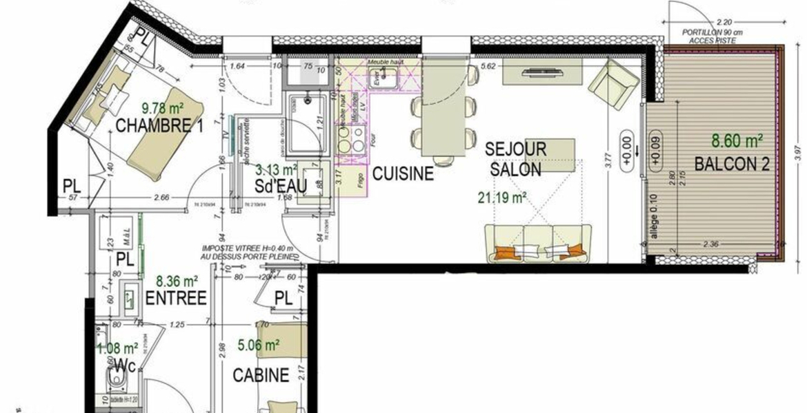Appartement à louer à Courchevel 1650 Ariondaz de 49 m²