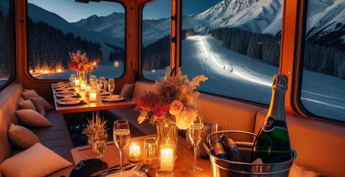 Diner in Piste basher in Courchevel